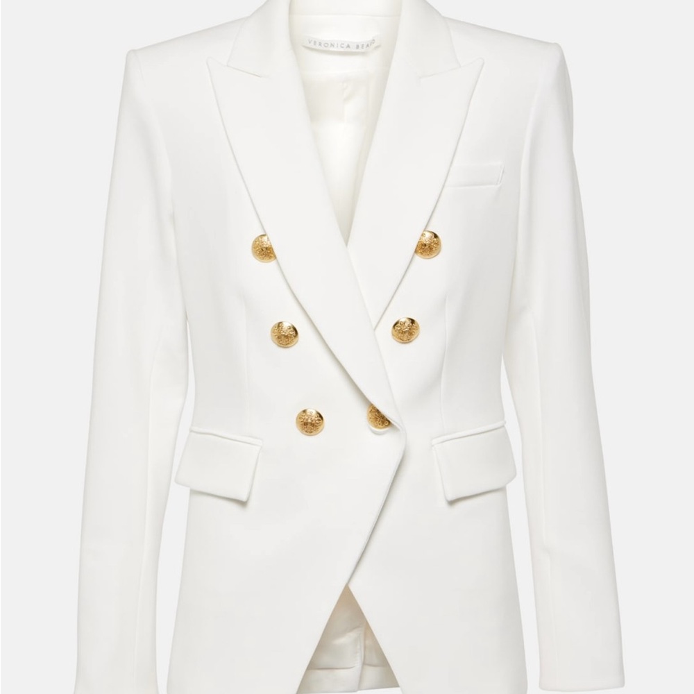 Veronica Beard Miller Dickey Jacket Off White/Gold, Size 4 — NEW with tags
